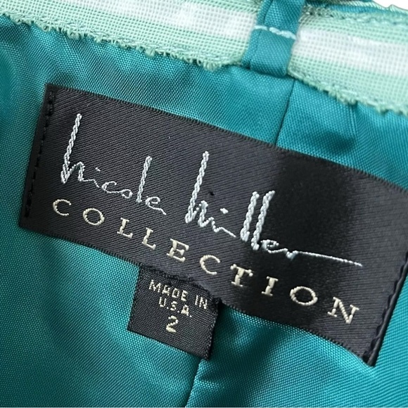 Nicole Miller Collection Iridescent Mint Silk Pleated Strapless Cocktail Dress 2 - Picture 7 of 9